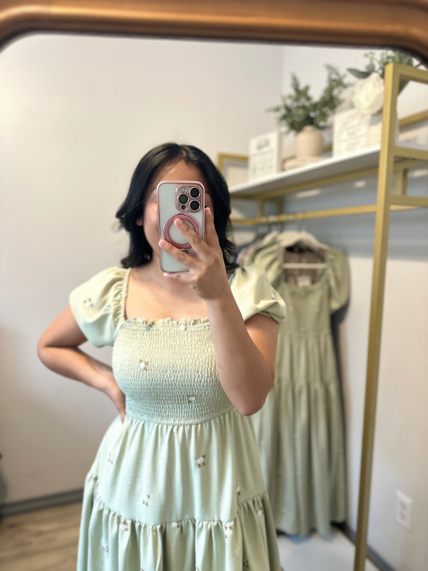 SAGE FLORAL MIDI DRESS