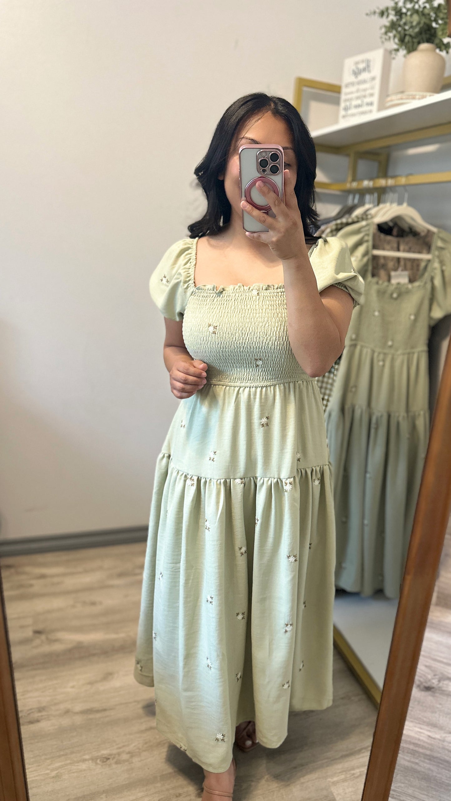 SAGE FLORAL MIDI DRESS