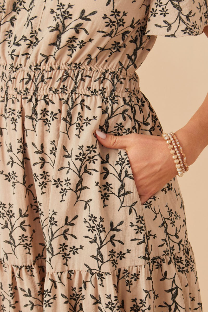 BOTANICAL PRINT TIERED DRESS